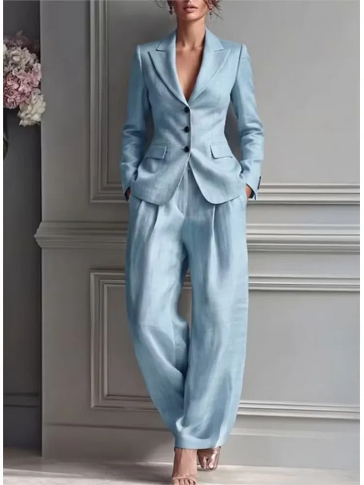 Victoria | Elegant Tailored Blazer and Wide-Leg Trouser Set