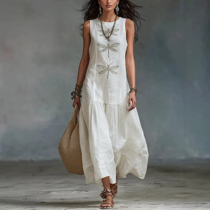 Daniela | Bohemian Dragonfly Print Midi Dress