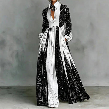 Serafina | Two-Tone Polka Dot Maxi Dress