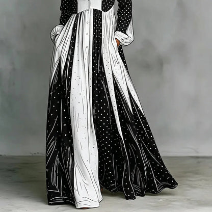 Serafina | Two-Tone Polka Dot Maxi Dress