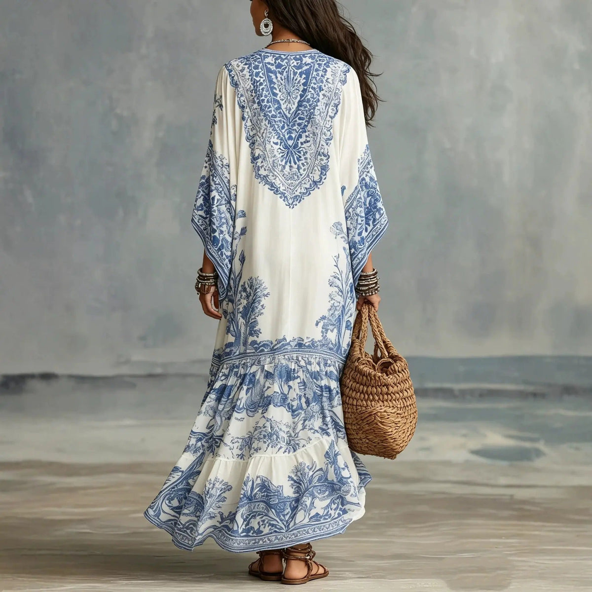 Alba | Bohemian Ethnic Print Maxi Dress