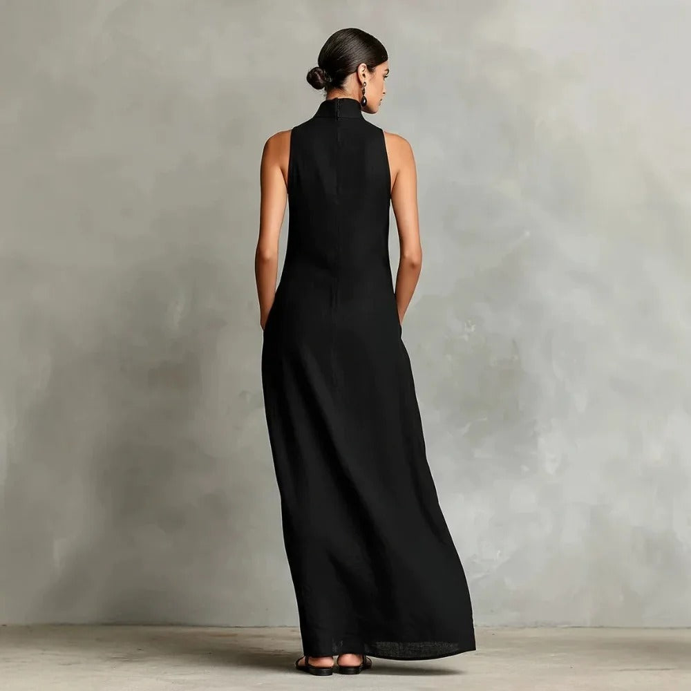 Marina | Soft Sleeveless Maxi Dress with High Neck
