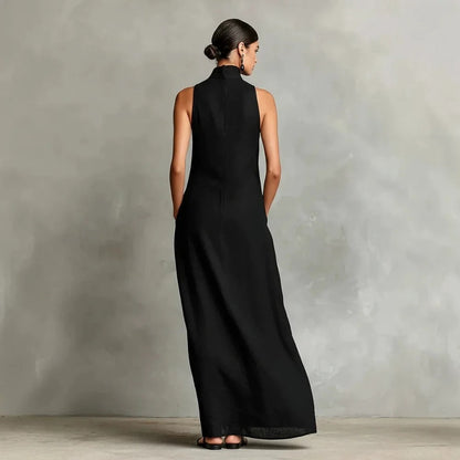 Marina | Soft Sleeveless Maxi Dress with High Neck