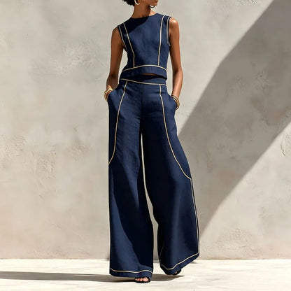 Ines | Two-Piece Palazzo Set with Contrast Trims