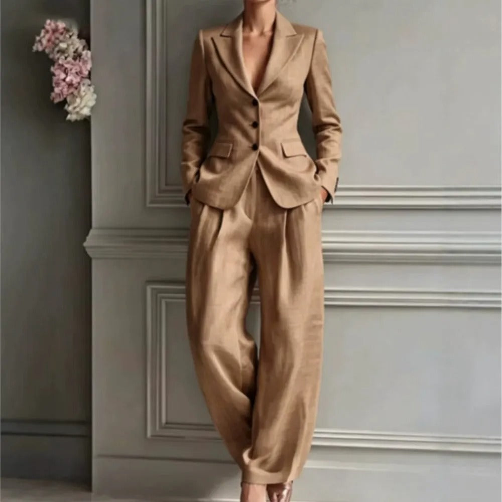 Victoria | Elegant Tailored Blazer and Wide-Leg Trouser Set