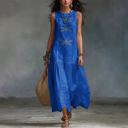 Daniela | Bohemian Dragonfly Print Midi Dress