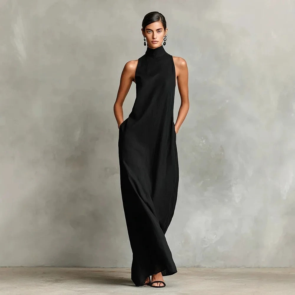 Marina | Soft Sleeveless Maxi Dress with High Neck