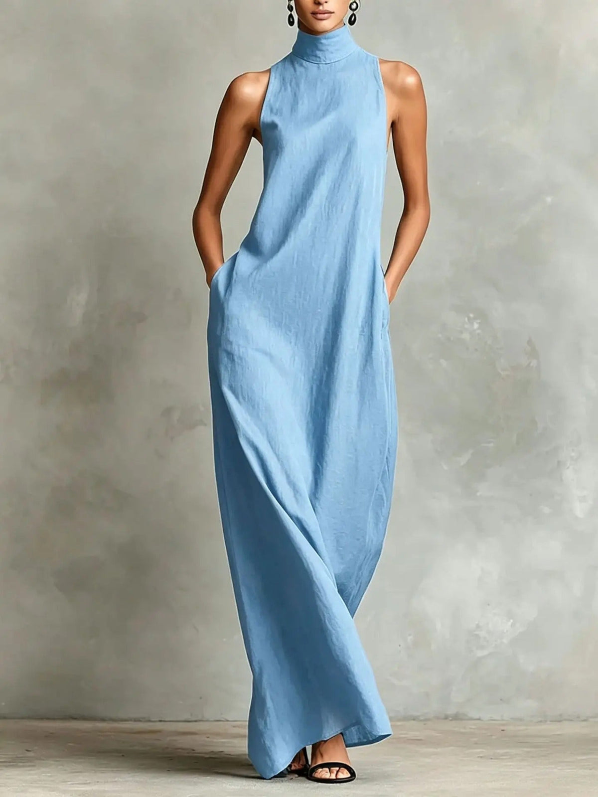 Marina | Soft Sleeveless Maxi Dress with High Neck