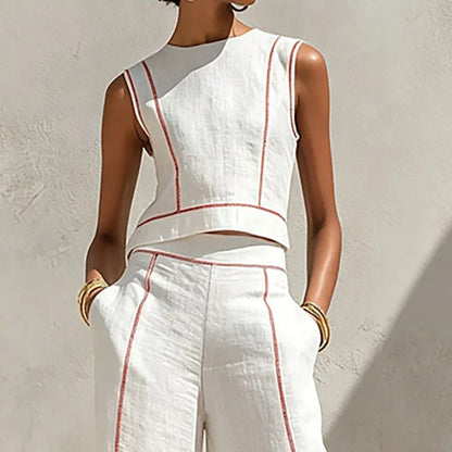 Ines | Two-Piece Palazzo Set with Contrast Trims