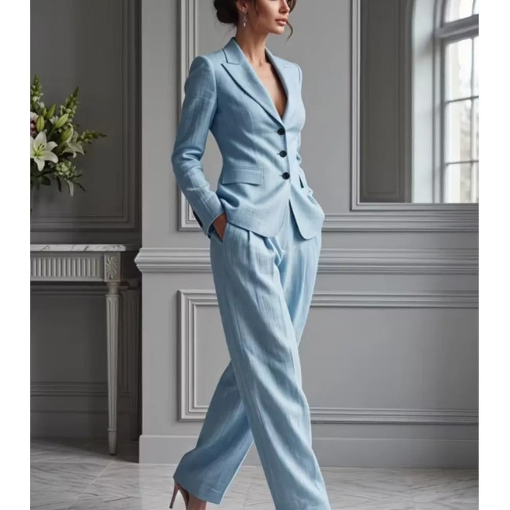 Victoria | Elegant Tailored Blazer and Wide-Leg Trouser Set