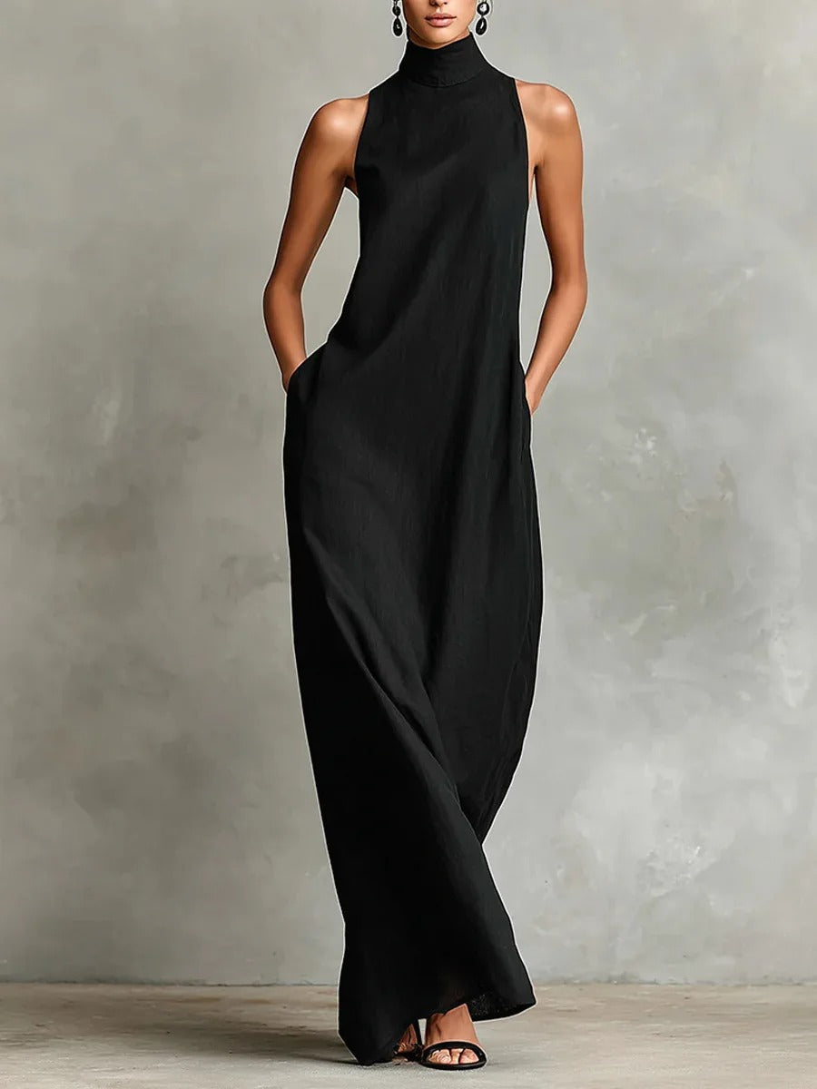 Marina | Soft Sleeveless Maxi Dress with High Neck