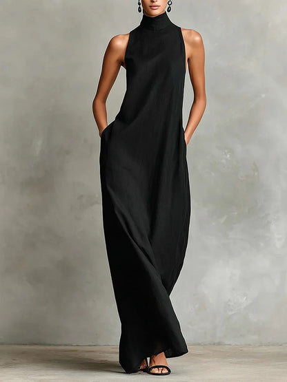 Marina | Soft Sleeveless Maxi Dress with High Neck