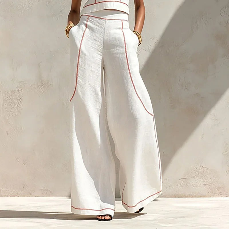 Ines | Two-Piece Palazzo Set with Contrast Trims