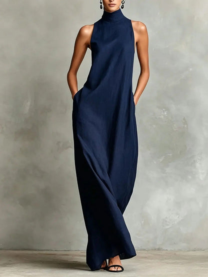Marina | Soft Sleeveless Maxi Dress with High Neck