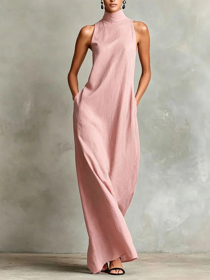 Marina | Soft Sleeveless Maxi Dress with High Neck