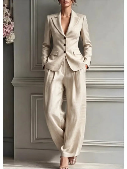 Victoria | Elegant Tailored Blazer and Wide-Leg Trouser Set